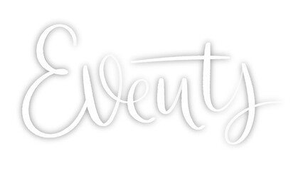 EVENTS white brush lettering banner with drop shadow on transparent background