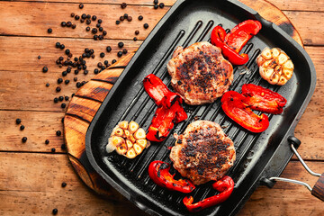 Beef steak in bacon with minced meat.