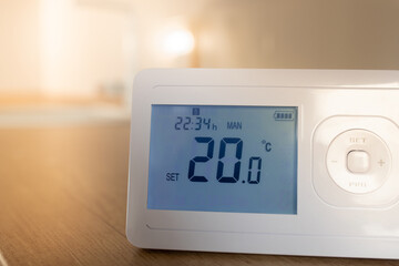 Programmable heating control panel in living room