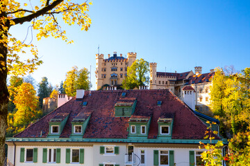 Germany, Bavaria, Schwangau, Neuschwanstein Castle, small town