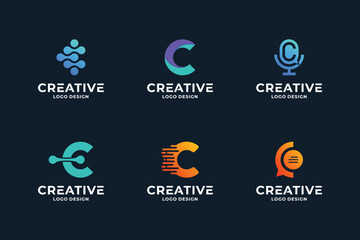 Collection of letter C logo design. Letters C logo symbol vector template.