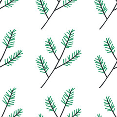 Fir branches pattern in modern scandinavian style in vector. Abstract nordic geometric design for winter decoration interior, print posters, greeting card, business banner, wrapping.