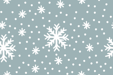 Cute snowflakes pattern in modern scandinavian style in vector. Abstract nordic geometric design for winter decoration interior, print posters, greeting card, business banner, wrapping.
