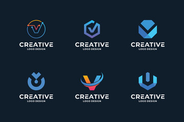 Collection of letter V logo design. Letters V logo symbol vector template.