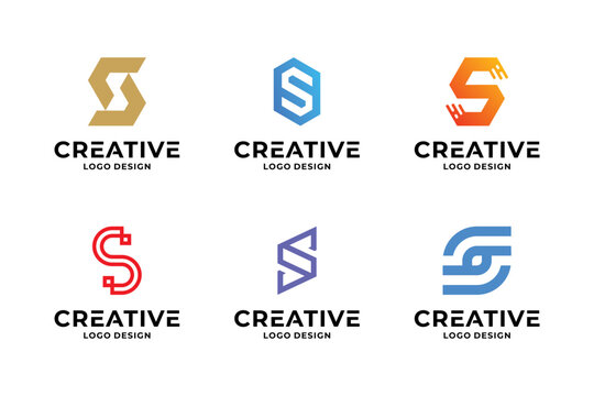 Set of creative letter S logo design template.