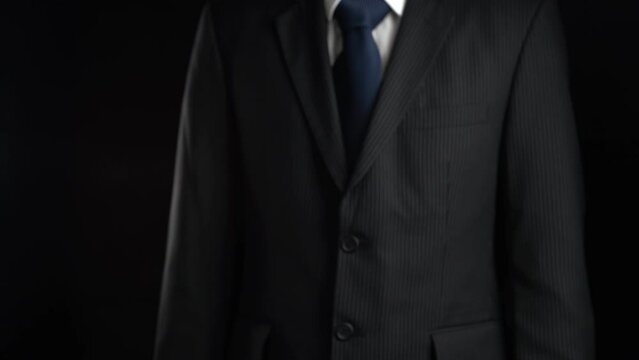 Businessman show hologram of programming coding allusive technology. Virtual augmented reality generated by 3D rendering motion graphic and animation to create futuristic HUD .