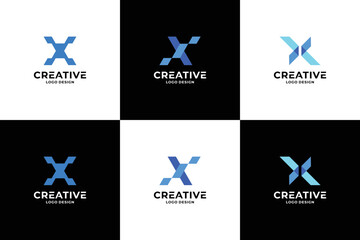 Set of creative initial letter X logo design.