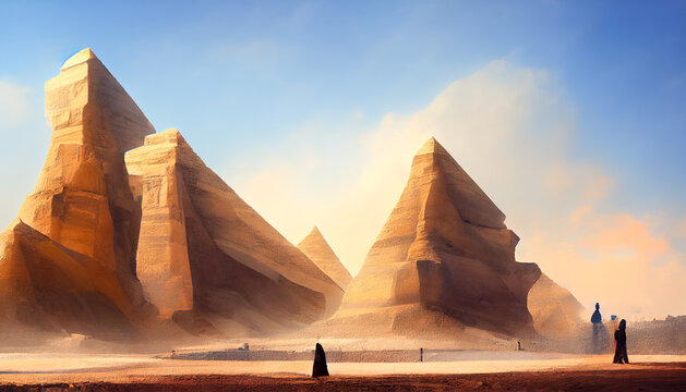 Desert mountain landscape.Pyramids of Egypt