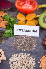 Healthy eating containing natural minerals, potassium and vitamin K