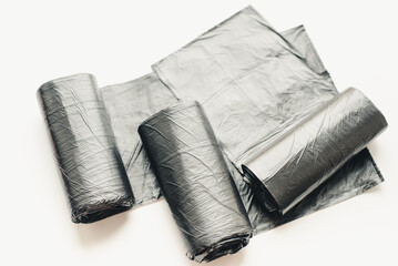 Garbage bags on a white background. Garbage bags.