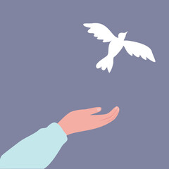 Hand let bird for freedom-vector