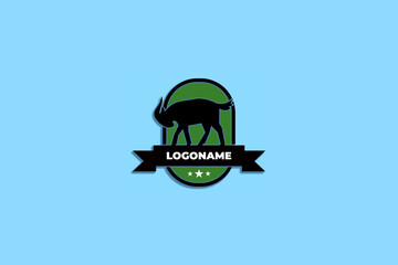Fototapeta premium Goat logo with emblem and ribbon