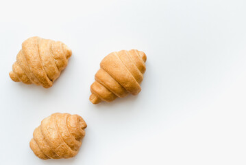 Croissants on a white background. Baking on a white background.