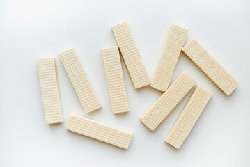 Confectionery products. Waffles on a white background. 