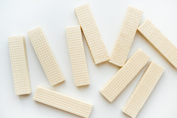 Confectionery products. Waffles on a white background. 
