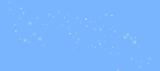 Fototapeta na wymiar Delicate openwork white snowflakes. Snow, snowfall. Falling scattered blue snowflakes on a blue background. Vector