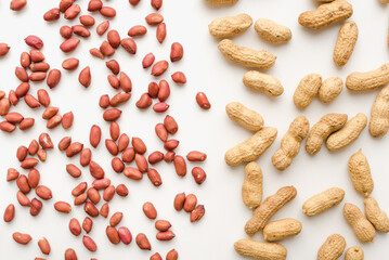 Peanuts on a white background. Peanuts in a shell.