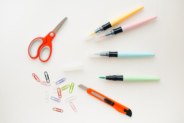 Office supplies on a white background. Office supplies.