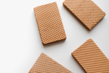 Confectionery products. Waffles on a white background.