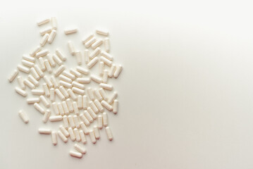 Medicines on a white background. Capsule tablets.