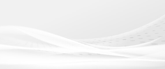 Abstract white and grey wavy with lights curved smooth shape background. Technology digital hi-tech concept background. Vector illustration