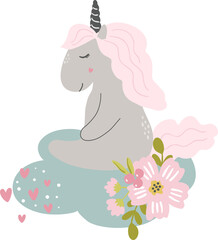 Baby cute scandinavian hand drawn unicorn clipart