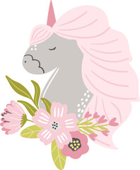 Baby cute scandinavian hand drawn unicorn clipart