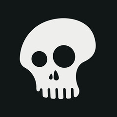 Vector black and white skull. Element for design, template for website, icon for apps. Death, skeleton, Halloween. Creepy scary illustration in cartoon style.