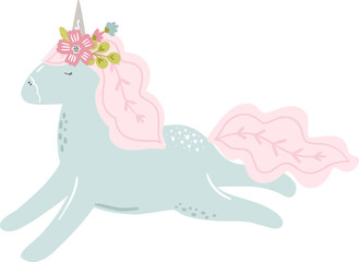 Baby cute scandinavian hand drawn unicorn clipart