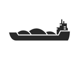 barge ship icon. river cargo vessel symbol. isolated vector image - obrazy, fototapety, plakaty