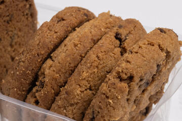 Chocolate chip cookies isolated on white background, Homemad cookies close up. High quality photo