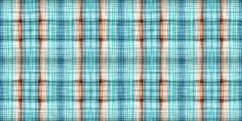  Teal rustic coastal beach house border check fabric tile. Seamless sailor flannel edging trim textile. Gingham blur rustic banner ribbon endless tape.