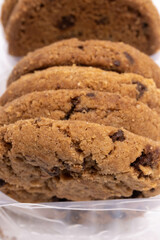 Chocolate chip cookies isolated on white background, Homemad cookies close up. High quality photo