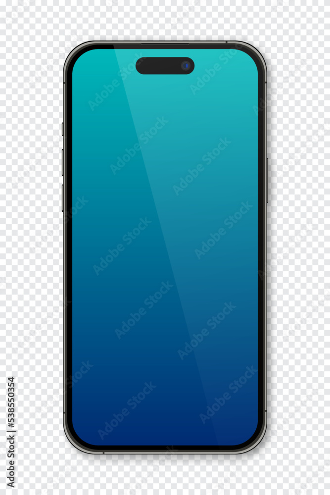 Wall mural realistic model smartphone. smartphone mockup. device front view. 3d mobile phone with shadow. vecto