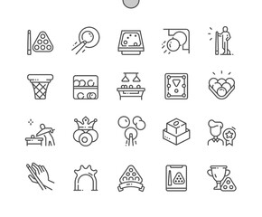 Snooker. Sport, billiard, competition, game. Best player and championship. Snooker table. Pixel Perfect Vector Thin Line Icons. Simple Minimal Pictogram
