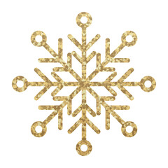 Fototapeta premium Golden glitter covered snowflake. Snowflake made of golden glitter. Gold glitter texture snowflake. Vector illustration