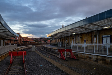 Fototapeta na wymiar Whitby railway station at dusk