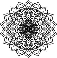 Flower mehndi pattern for Henna drawing and tattoo.Mandala coloring book simple and basic for beginners, seniors and children. 