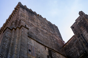 View of one of the facades of the Cathedral of Tui. Photography made in Tui, Pontevedra, Galicia,...
