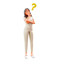 3d Render character with question marks