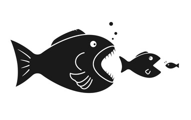 Big fish eat small fish. Vector Illustration - 538553910