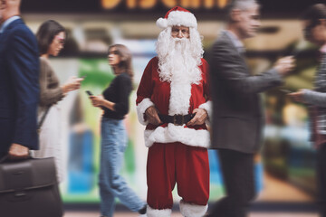 Santa Claus in the city street