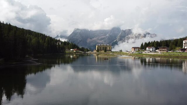 Misurina Lake, or Lago di Misurina in Dolomites, Belluno Veneto Italy