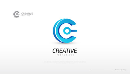 Initial C and O Logo with Connected Concept in Blue Modern Gradient. Great for Business, Technology and Communication Brand Logo