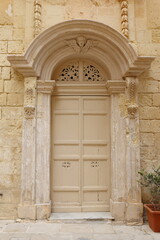 traditional door on the street of Valletta, Malta