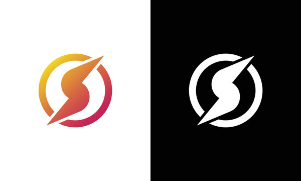 Electric Logo. abstract letter S from negative space lightning bolt , tunder bolt design logo template, vector illustration