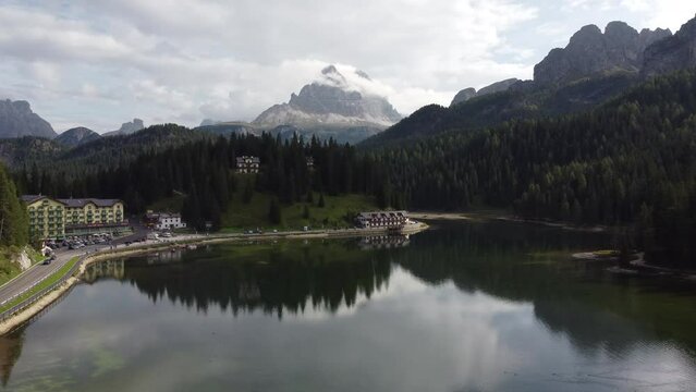 Misurina Lake, or Lago di Misurina in Dolomites, Belluno Veneto Italy