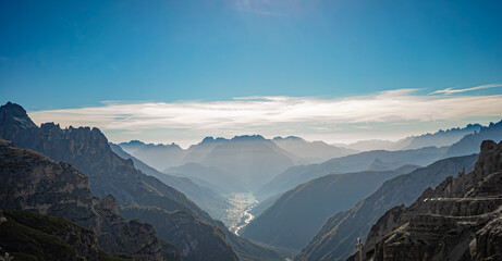 sunrise in the mountains in Dolomites