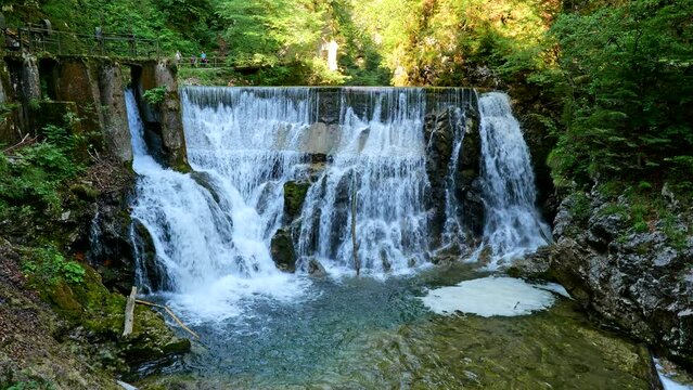 Waterfall on Radovna River in Vintgar Gorge, Triglav National Park, Slovenia.