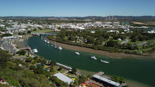 Aerial view of boats moored Gladstone Queensland